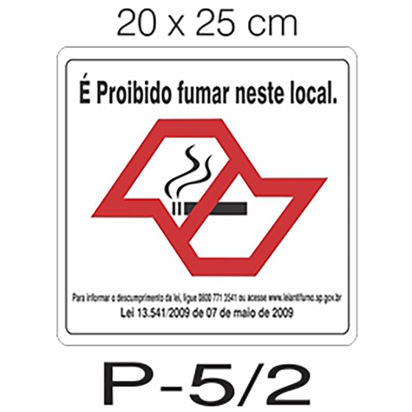 Placa Proibido Fumar Neste Local