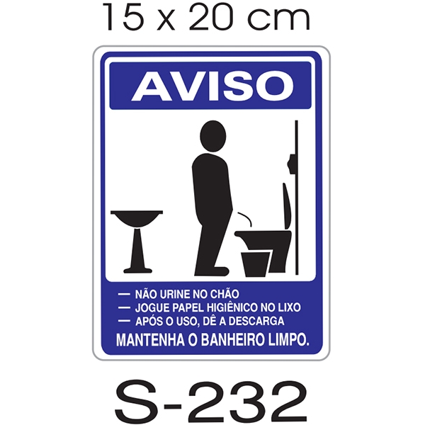 Placa Mantenho Banheiro Limpo Masculino