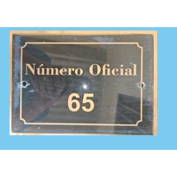 Placa De Endereço Em Vidro Preto/ouro 20x30cm 