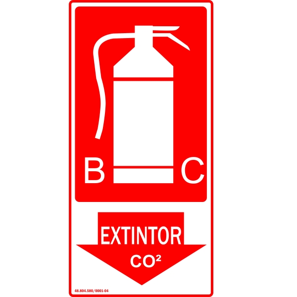 Placa Extintor BC  CO² 15x30 cm fotoluminescente 30 Horas