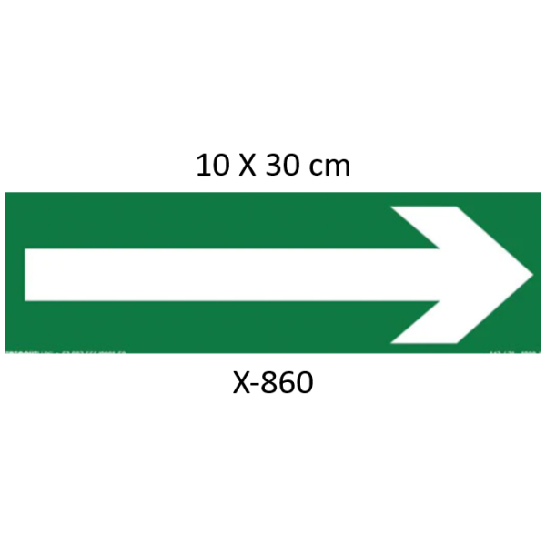 Placa Saída Seta a Esquerda - 10 x 30 fotoluminescente  30 Horas